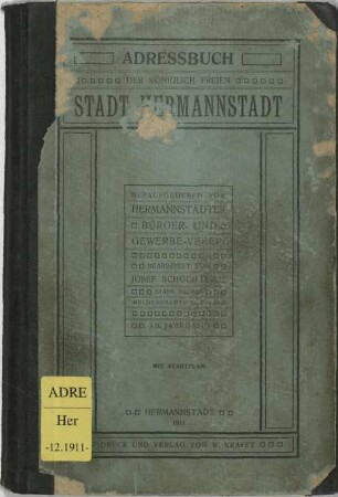 Adressbuch der k. freien Stadt Hermannstadt