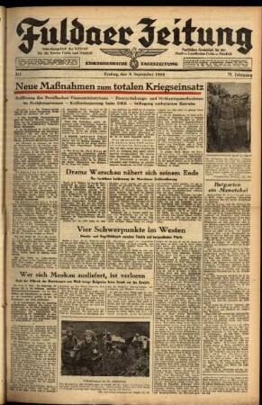 Ausgabe vom Freitag, den 08. September 1944.