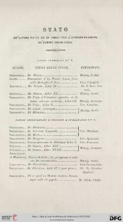 Stato de'lavori fatti ed in corso per l'interpetrazione de'papiri ercolanesi