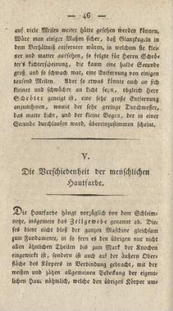 V. Die Verschiedenheit der menschlichen Hautfarbe