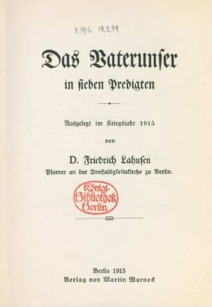 Das Vaterunser in sieben Predigten