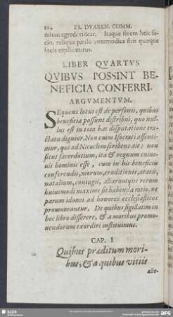 Liber Quartus Quibus Possint Beneficia Conferri