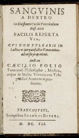 Sanguinis A Dextro In Sinistrum Cordis Ventriculum Defluentis.