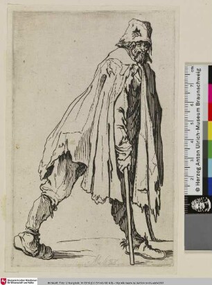 [Der Bettler mit den Krücken; Le Mendiant aux béquilles coiffé d'un bonnet]