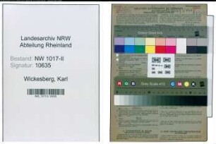 Entnazifizierung Karl Wickesberg , geb. 20.07.1896 (Schlosser)