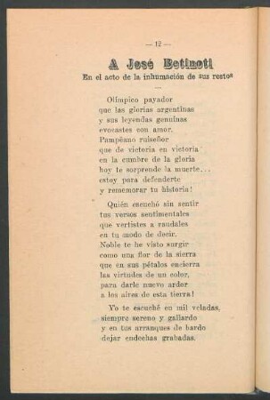 A José Betinoti : En el acto de la inhumación de sus restos