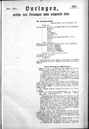 Anlage: (633-640), Vorlagen, welche den Zeitungen nicht mitgeteilt sind, 24. November 1917