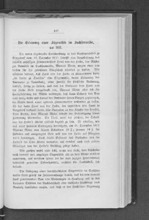 Die Erbauung einer Sägemühle im Sachsenwalde, um 1611.