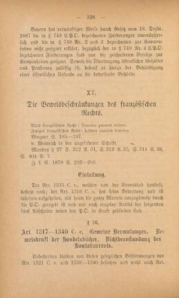 XV. Die Beweisbeschränkungen des französischen Rechts