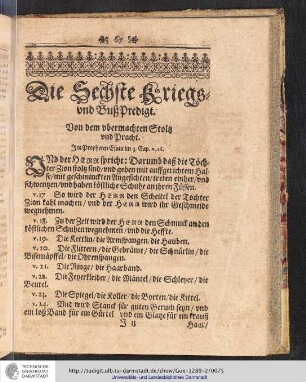 Die Sechste Kriegs- und Buß-Predigt