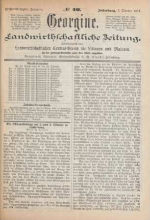 Fünfundfünfzigster Jahrgang. No. 40. Insterburg, 7. October 1887.