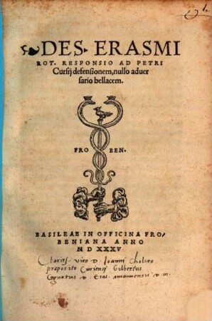 Responsio ad Petri Cursii defensionem nullo adversario bellacem