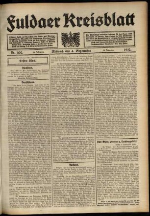 Erste Ausgabe vom Mittwoch, den 04. September 1912.