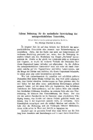Lübens Bedeutung für die methodische Entwickelung des naturgeschichtlichen Unterrichts