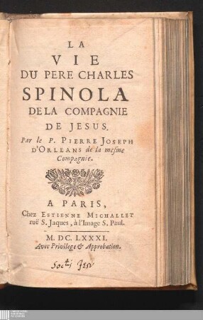 La Vie Du Pere Charles Spinola De La Compagnie De Jesus