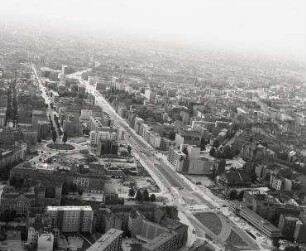 Luftaufnahme, Blick von Nord-Osten auf die Wohnbebauung im Gebiet Bundesalle im Bereich zwischen Hohenzollerndamm und Waghäuseler Straße. Berlin-Wilmersdorf, Bundesallee