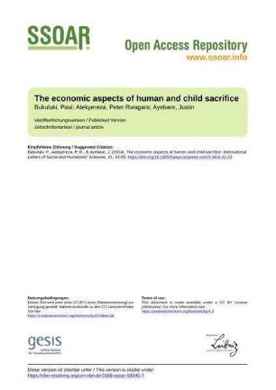 The economic aspects of human and child sacrifice