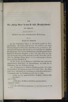 XII. Die "thätige Neue" in dem K. sächs. Strafgesetzbuche : Rücktritt von einer verbrecherischen Verbindung