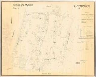 Grünflächen an der Siedlung Ackerstraße, Köln: Lageplan Vermessungskarte mit eingetragenen Höhen 1:500