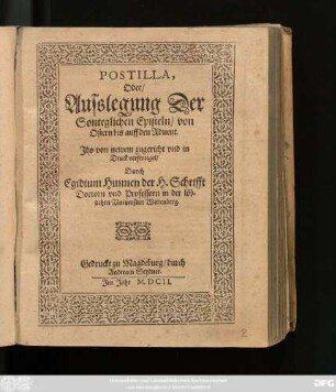 [2]: Postilla, Oder Ausslegung Der Sonteglichen Episteln/ von Advent bis auff Ostern