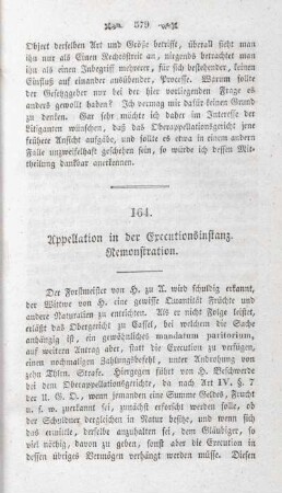 164. Appellation in der Executionsinstanz. Remonstration.
