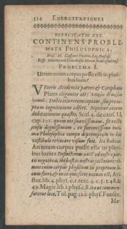 Exercitatio XXX. Continens Problemata Philosophica