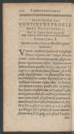 Exercitatio XXX. Continens Problemata Philosophica
