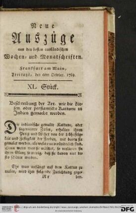 (XL. Stück. Freitags, den 6ten October, 1769 - XLIII. Stück. Freitags, den 27ten October, 1769)