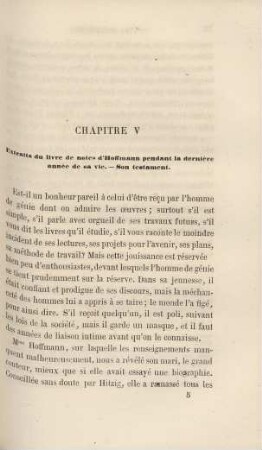 Chapitre V. Extraits du livre de notes d'Hoffmann pendant la dernière année de sa vie ...