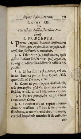 Caput XIII. De Partibus dissimilaribus externis.