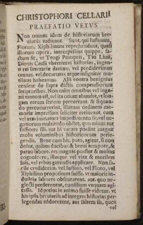 Christophori Cellarii Praefatio Vetus.