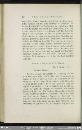 Dorothea von Schlegel an August Wilhelm von Schlegel, Frankfurt a.M., 03.01.1818