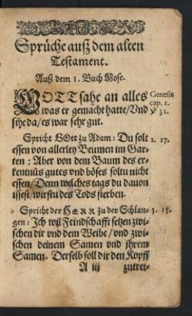 Sprüche auß dem alten Testament.