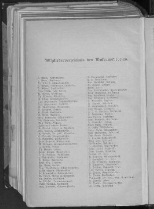 Mitgliederverzeichnis des Museumsvereins.