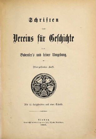 Schriften des Vereins für Geschichte des Bodensees und seiner Umgebung, 14. 1885