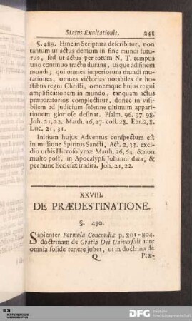 XXVIII. De Prædestinatione.