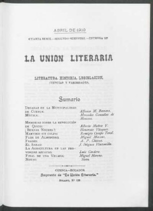 Entrega 10, Abril de 1910