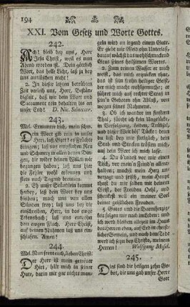 XXI. Vom Gesetz und Worte Gottes. - XXV. Vom heiligen Abendmahl.