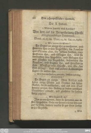 Die X Lection. Von dem auf die Verurtheilung Christi erfolgten unbilligen Tractament.