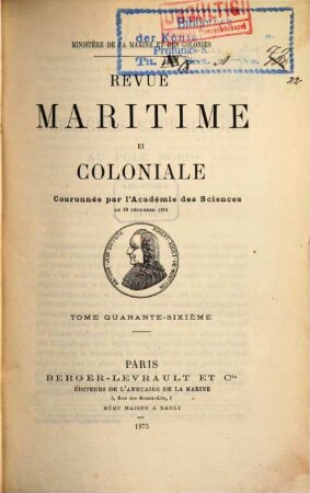 Revue maritime et coloniale. 46. 1875