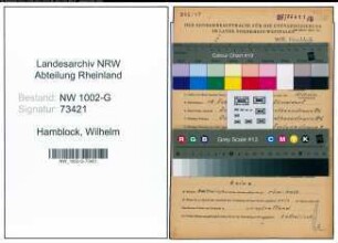 Entnazifizierung Wilhelm Hamblock, geb. 18.02.1903 (Klempner)