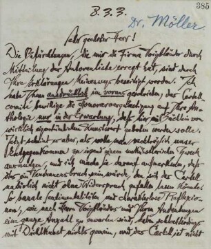 Brief an Heinz Möller im Verlag Voigtländer
