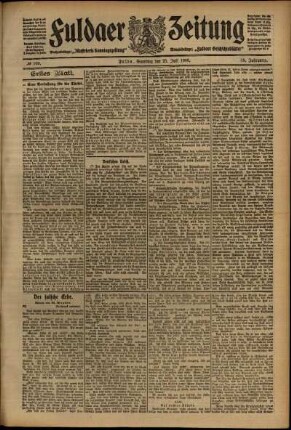 Erste Ausgabe vom Samstag, den 25. Juli 1908.