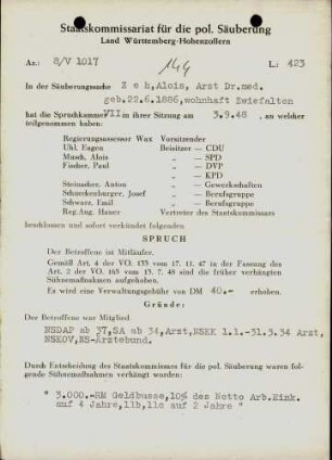 Zeh, Alois, Dr. med.