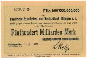 Geldschein / Notgeld, 500 Milliarden Mark, 23.11.1923