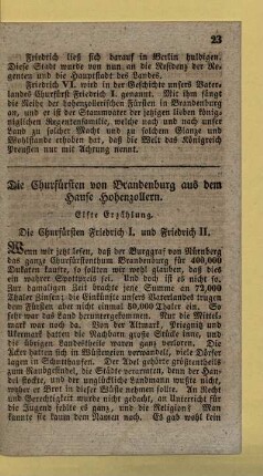 Elfte Erzählung. Die Churfürsten Friedrich I. und Friedrich II.