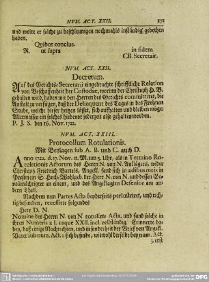Num. Act. XXII. Decretum