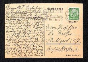 Postkarte an Max Rauther