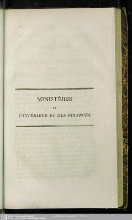 Ministeres De L'Interieur Et Des Finances