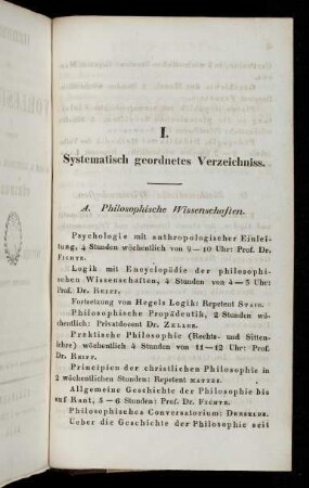 3-15, I. Systematisch geordnetes Verzeichniss